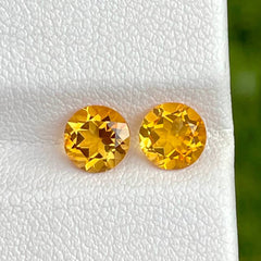 1.30 Carats Citrine Gem Pair Round Cut