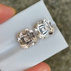 13.73 Carats Topaz Pair Cushion Cut