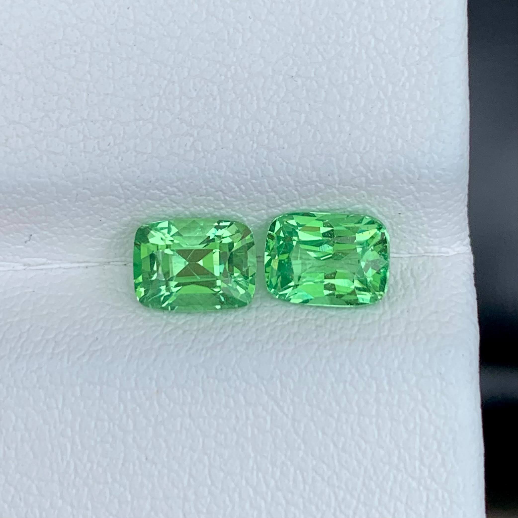 2.05Ct Tsavorite Pair Cushion Cut