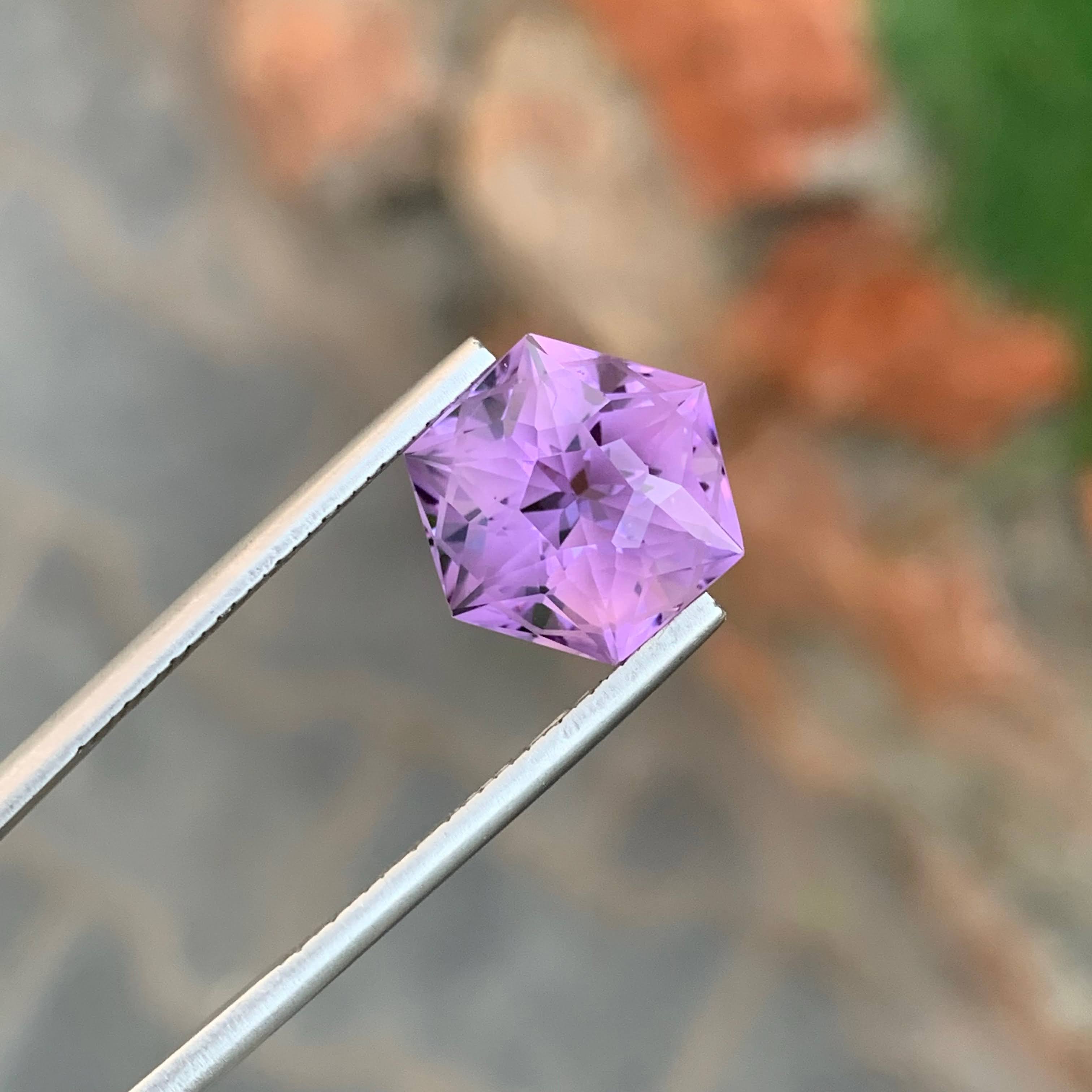 6.57 Carats Hexagon Amethyst Stone