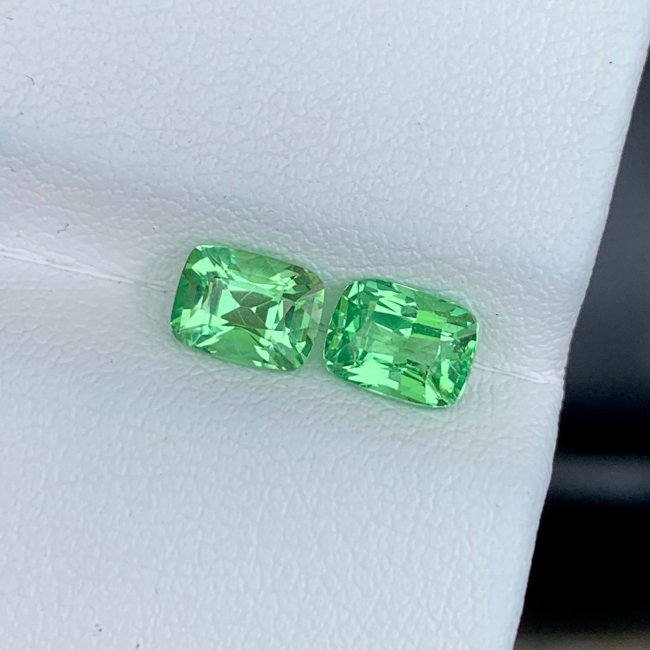 2.05Ct Tsavorite Pair Cushion Cut