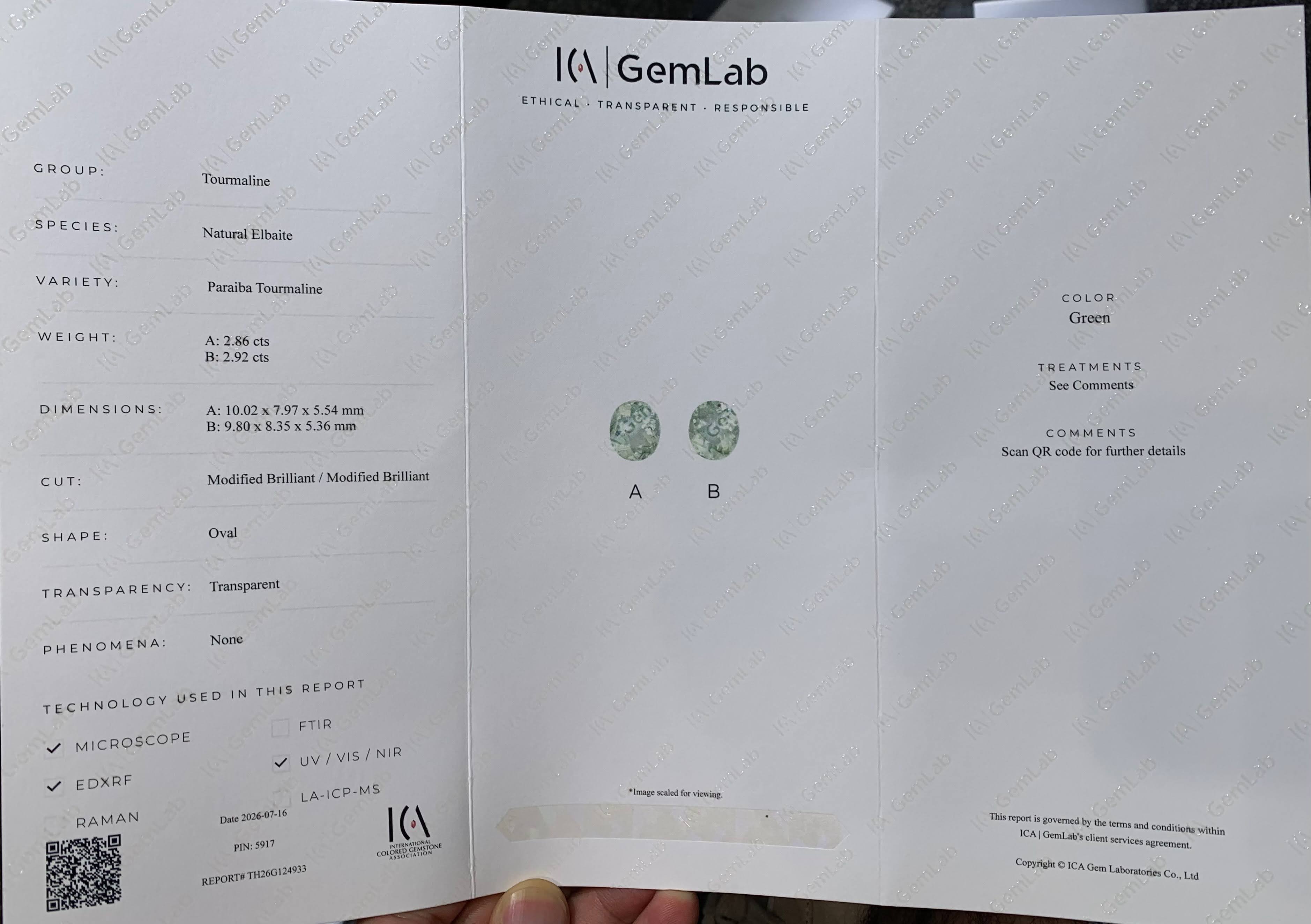 Certified Paraiba Tourmaline Pair 5.78Ct