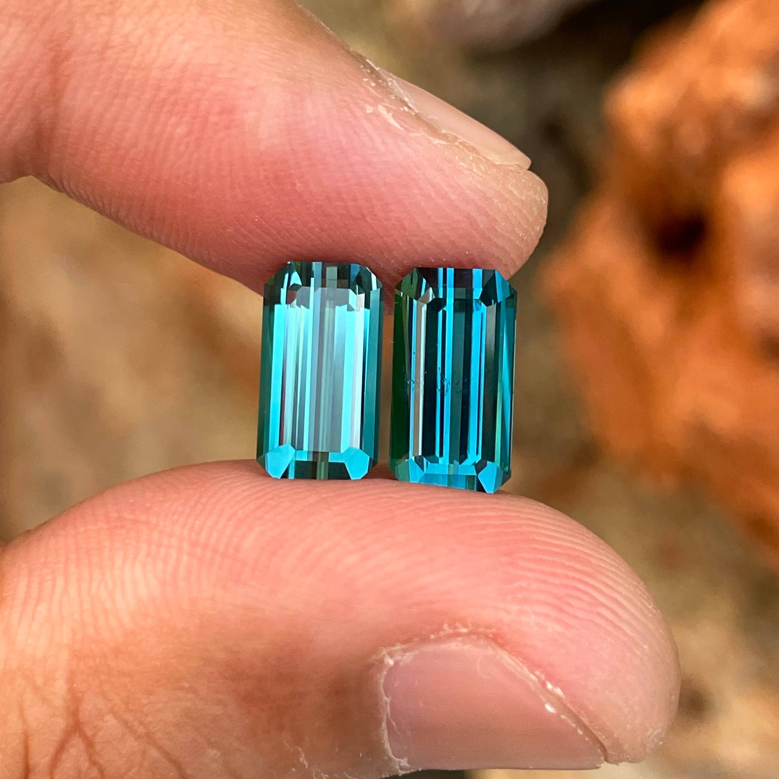 6.25 Carats Indicolite Tourmaline Pair