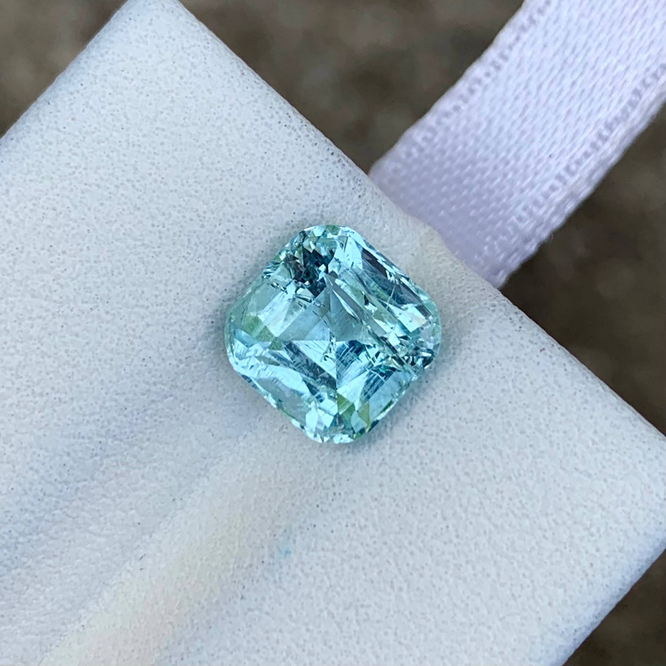 2.42 Ct Deep Seafoam Aquamarine Cushion