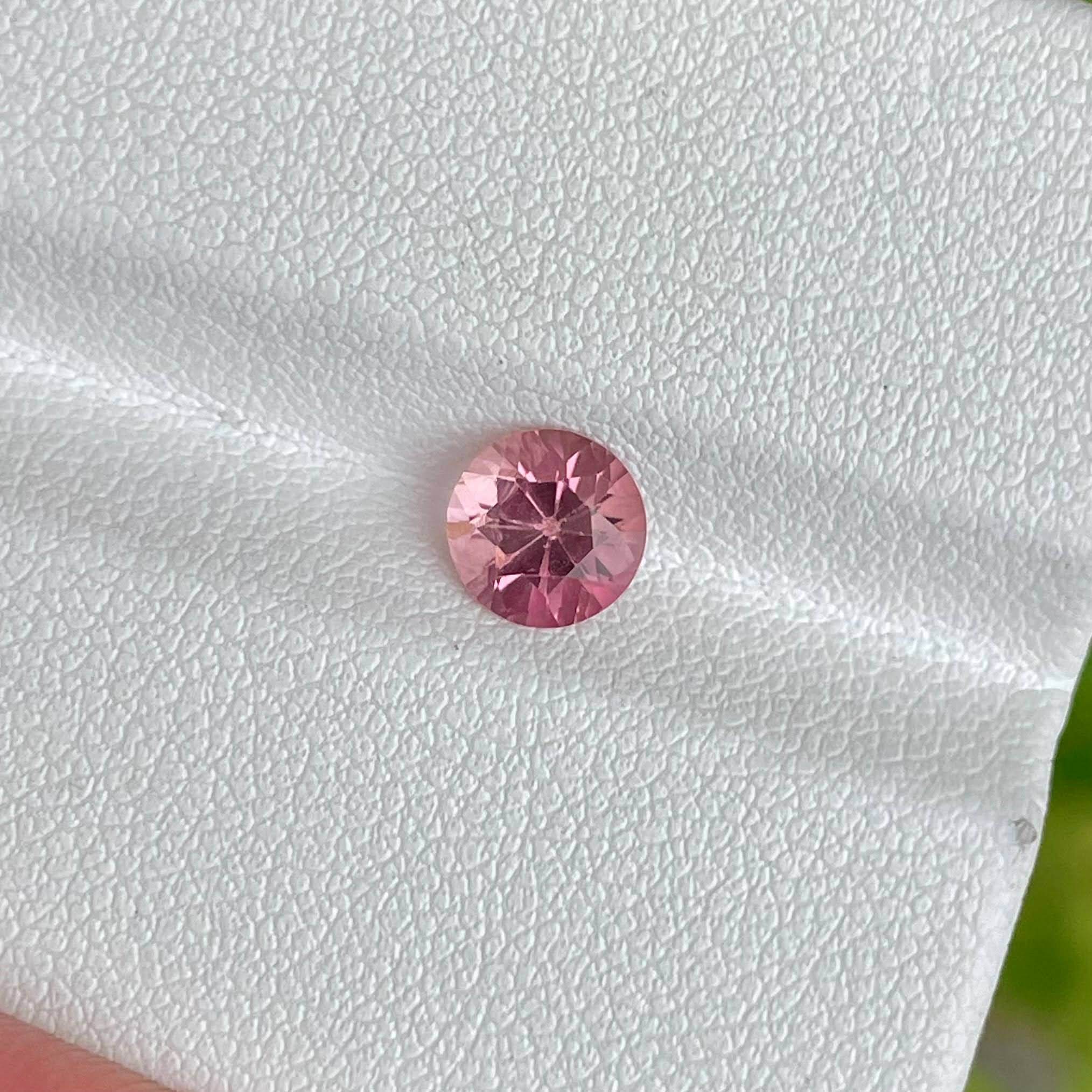 0.98 Carat Pink Round Tourmaline Stone