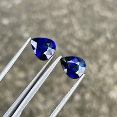 3.64 Carats Pear Shaped Sapphire Pair