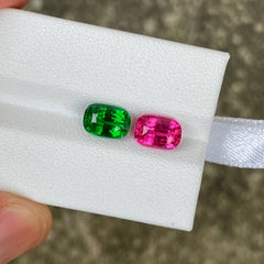 Natural Tsavorite and Spinel Pair