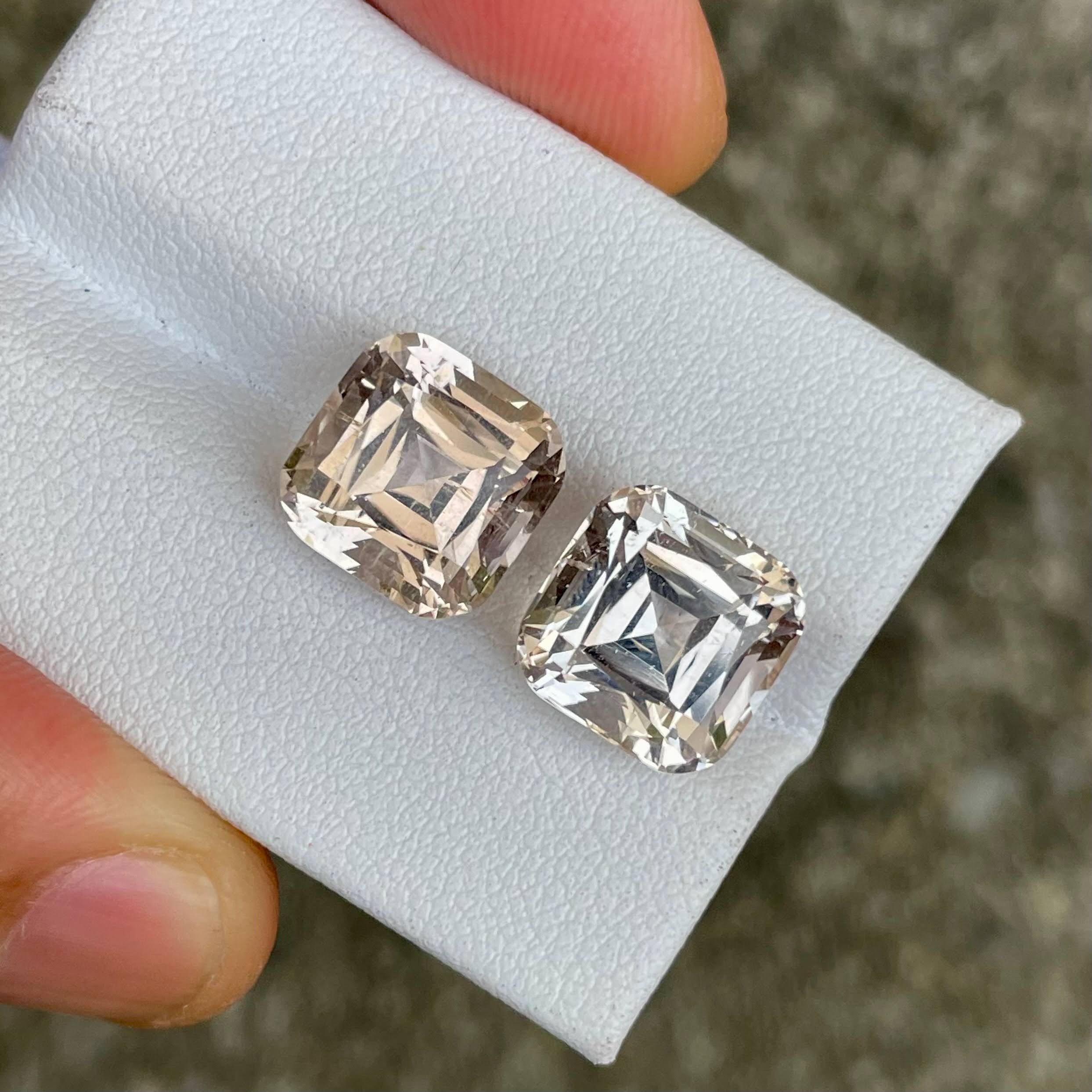 13.73 Carats Topaz Pair Cushion Cut