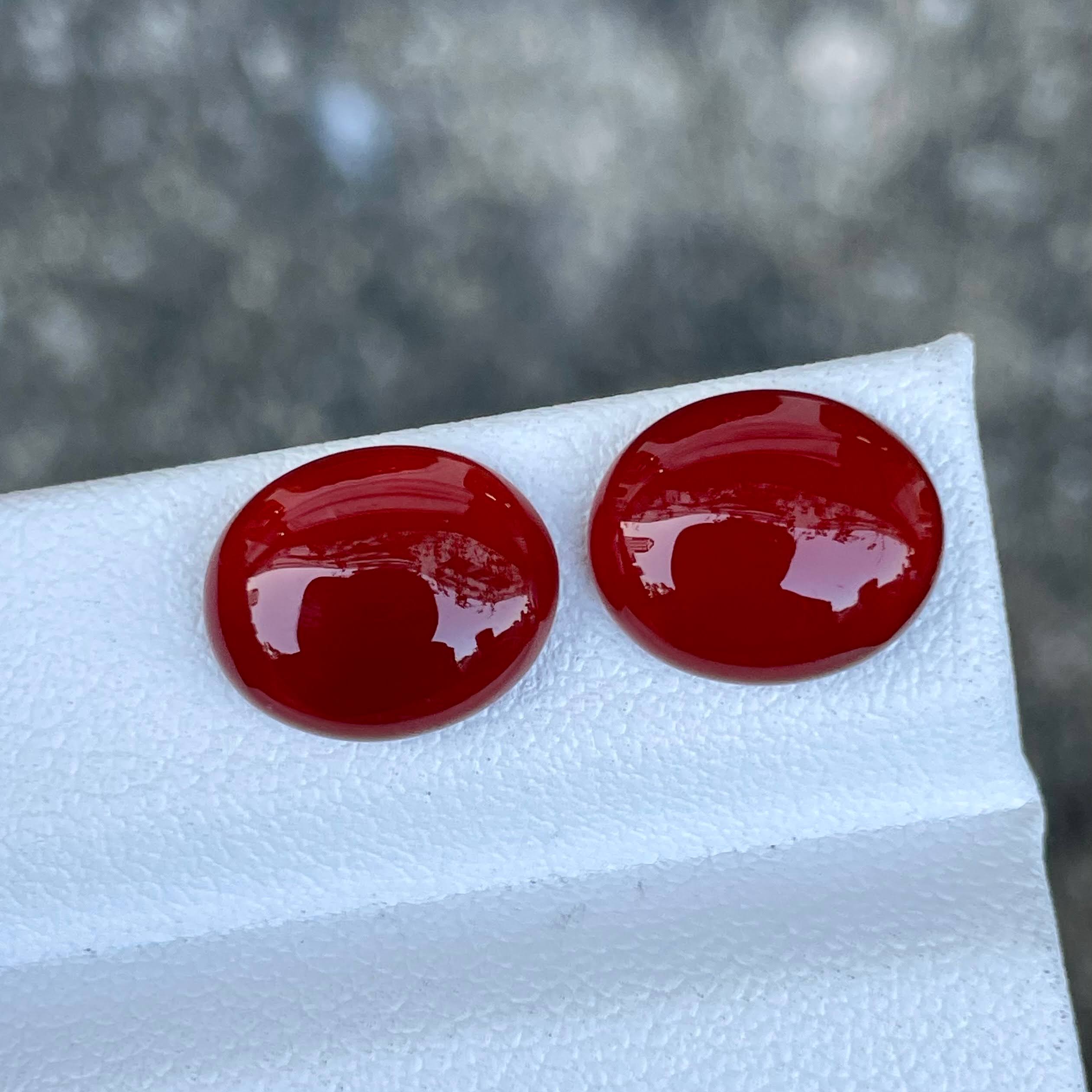 7.12 Carats Red Carnelian Stone Pair