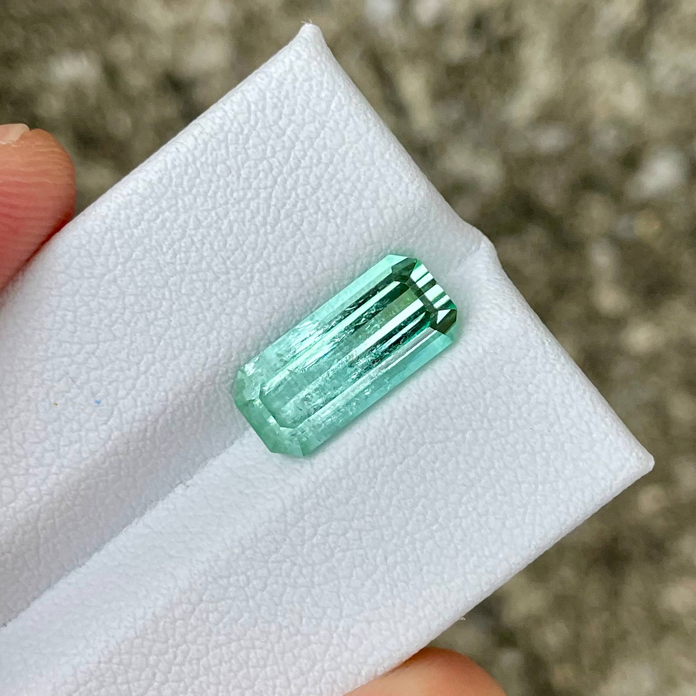 3.88 Carat Blue Tourmaline Emerald Cut