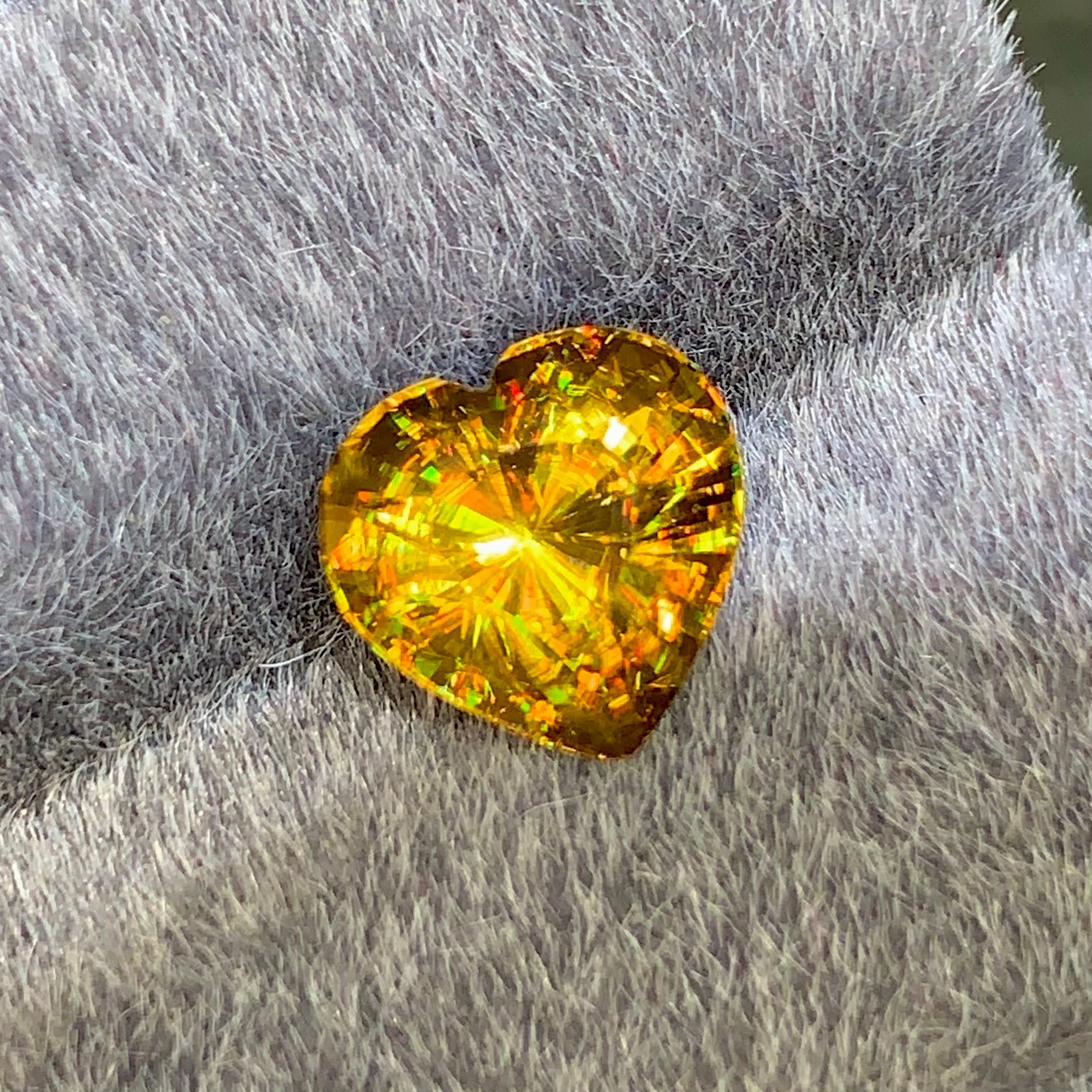 3.32ct Fire Rainbow Sphene Heart Cut