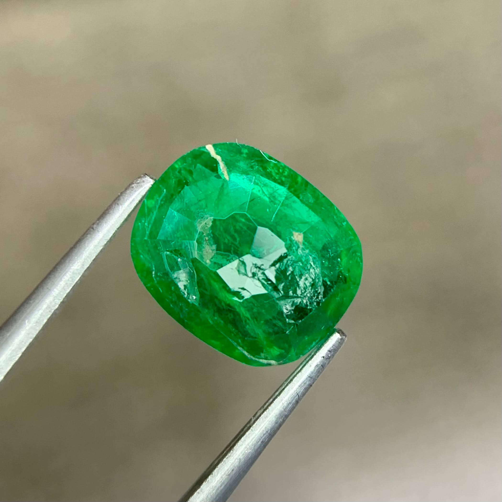 1.54ct Rich Green Zambian Emerald Cushion Cut