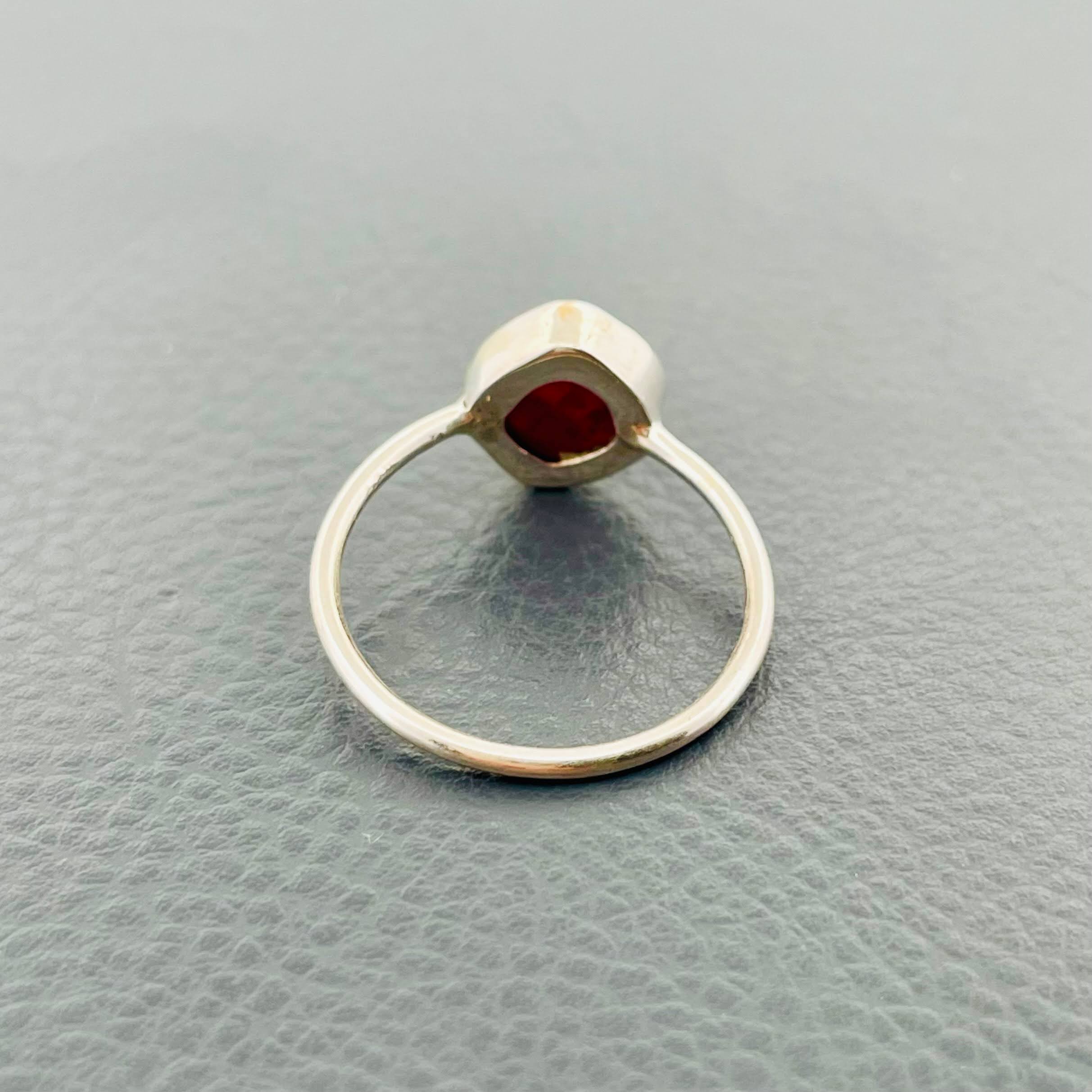 Handmade Red Rough Spinel Silver Ring