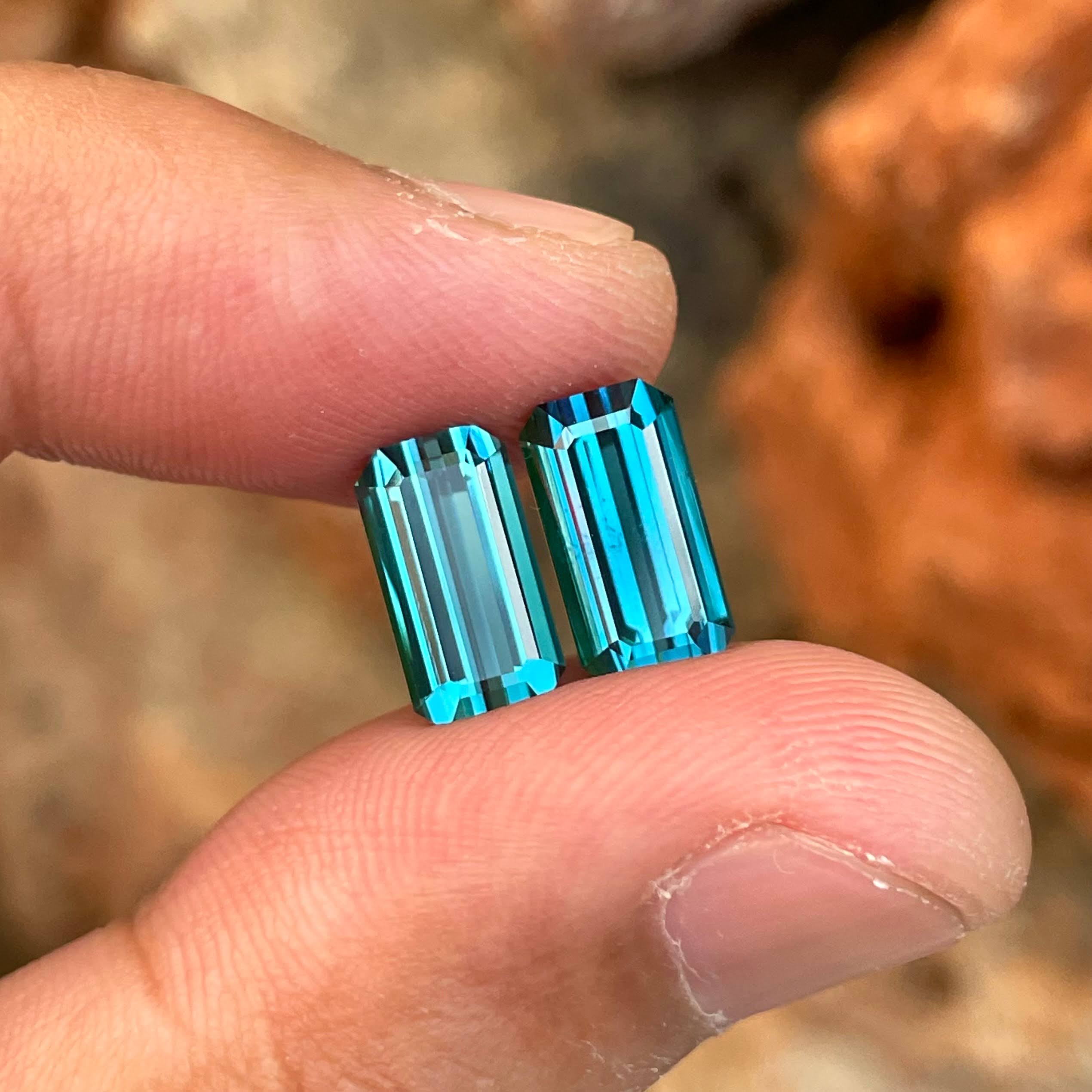 6.25 Carats Indicolite Tourmaline Pair