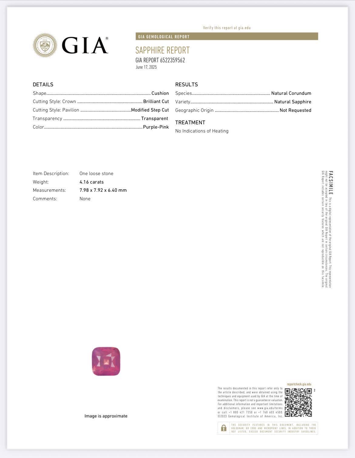 4.16 Carat Certified Sapphire Gemstone