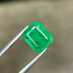 1.34ct Rich Green Zambian Emerald Cut Emerald