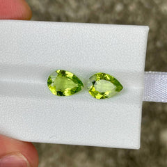 3.50 Carats Green Pear Peridot Pair