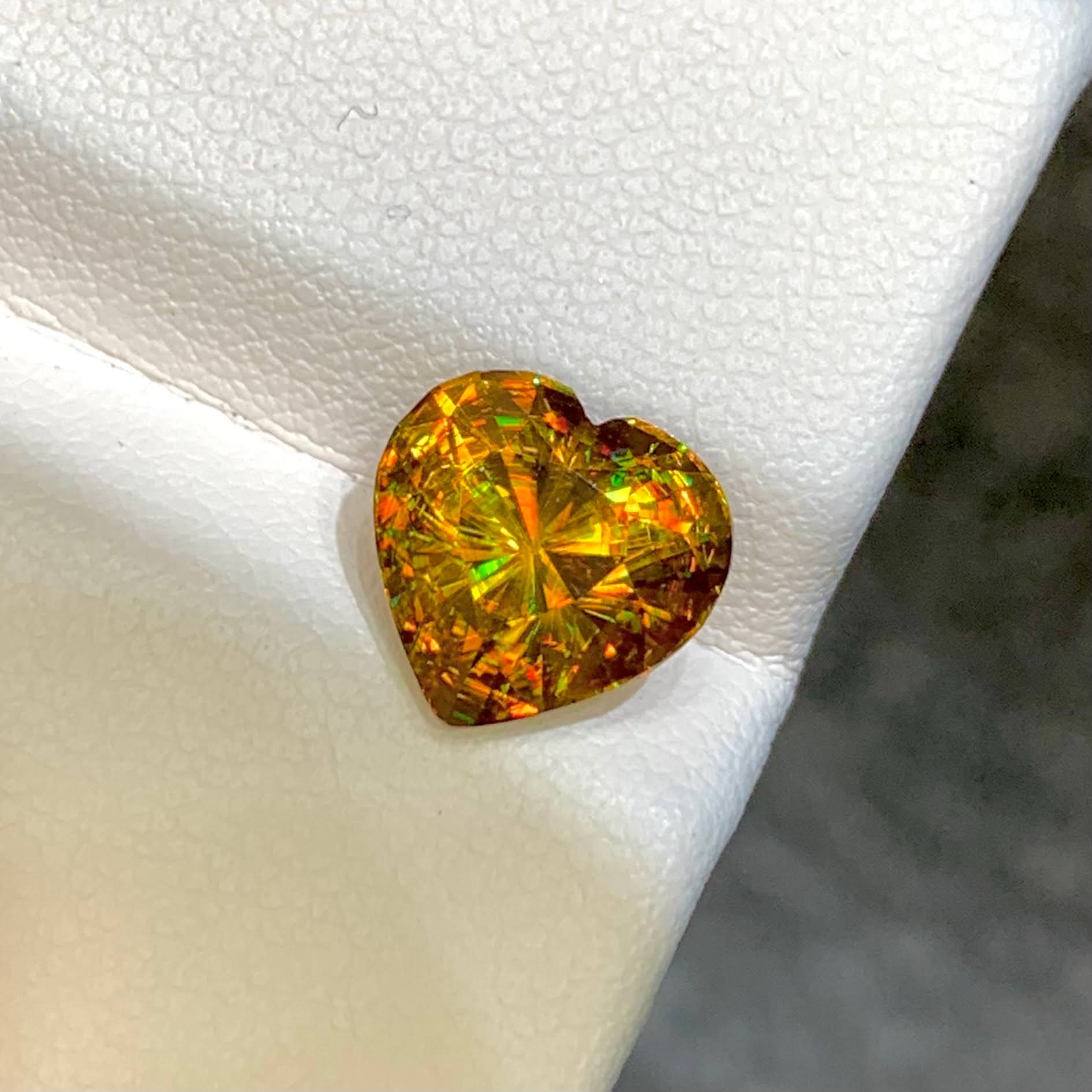 3.32ct Fire Rainbow Sphene Heart Cut