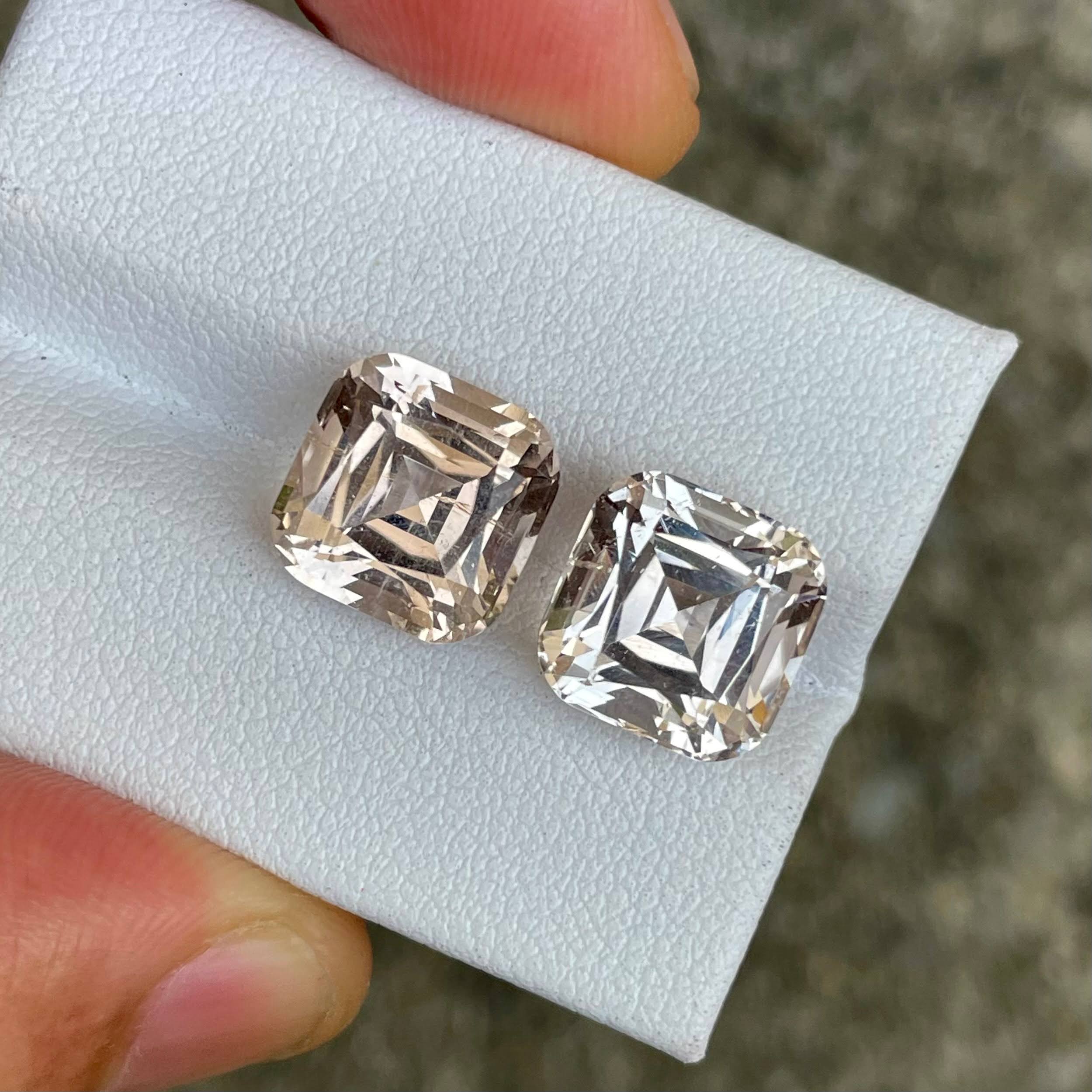 13.73 Carats Topaz Pair Cushion Cut