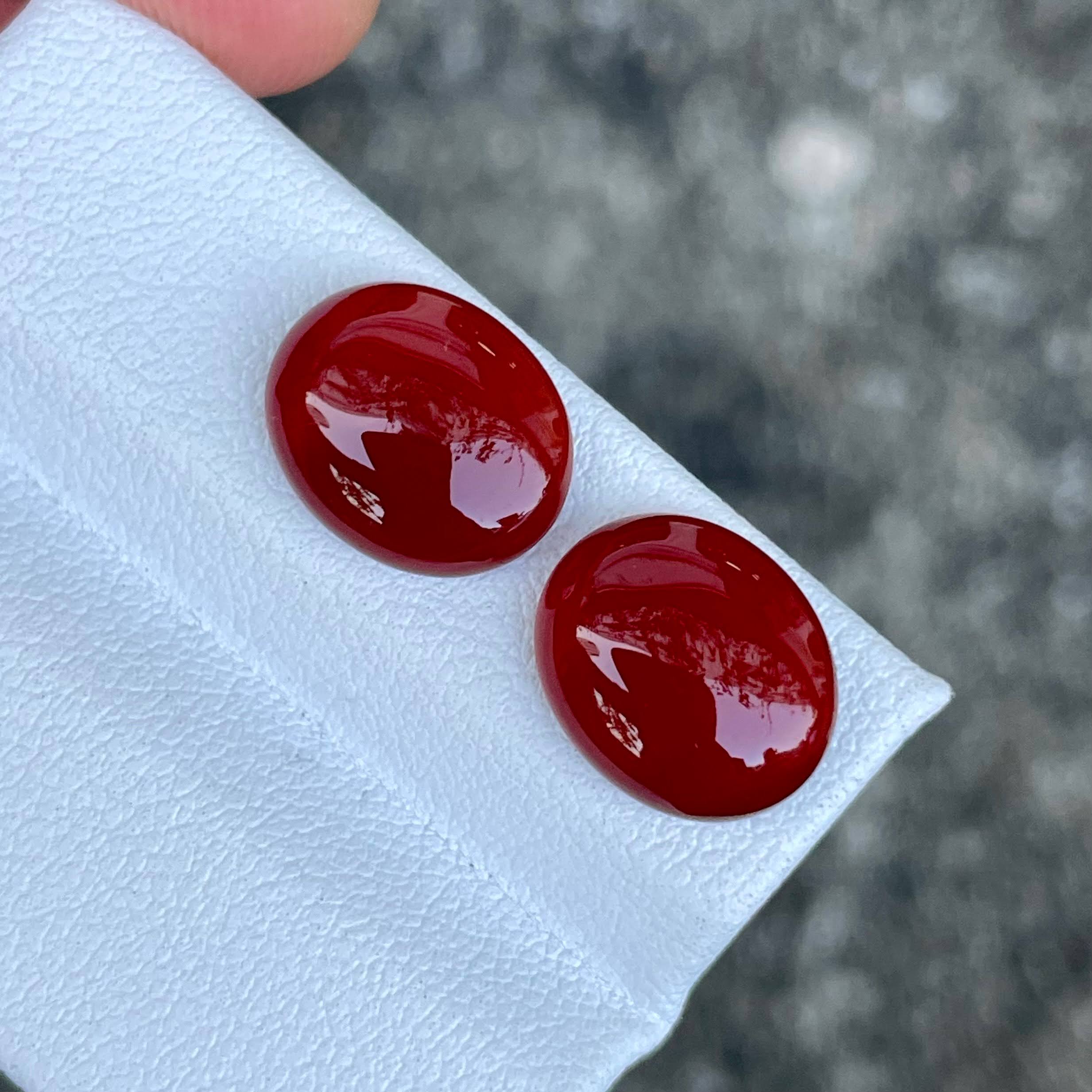 7.12 Carats Red Carnelian Stone Pair