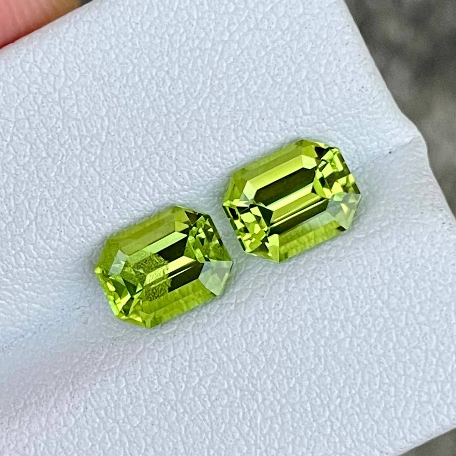 3.31 Carats Green Peridot Emerald Pair