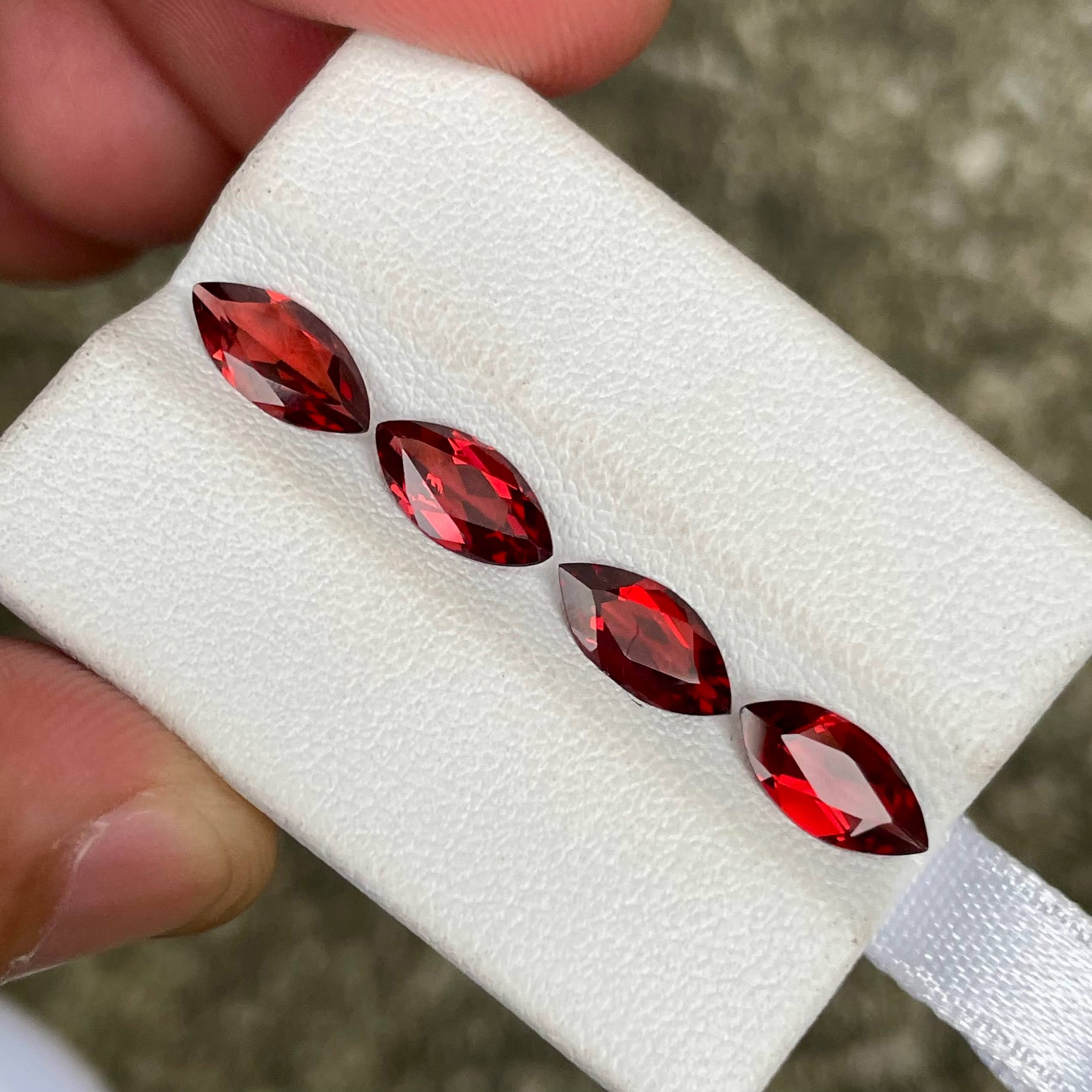 3.98 Carat Red Marquise Cut Garnets