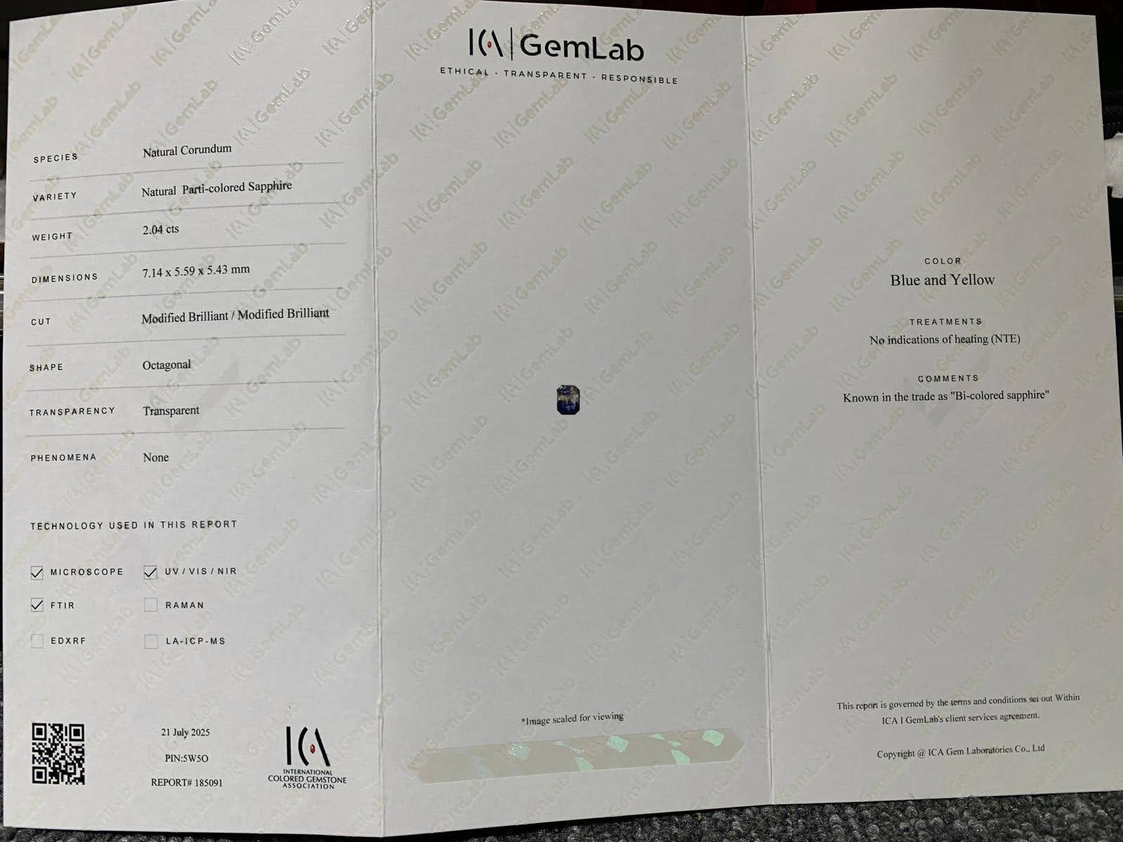 2.04Ct Untreated Bi-Color Sapphire