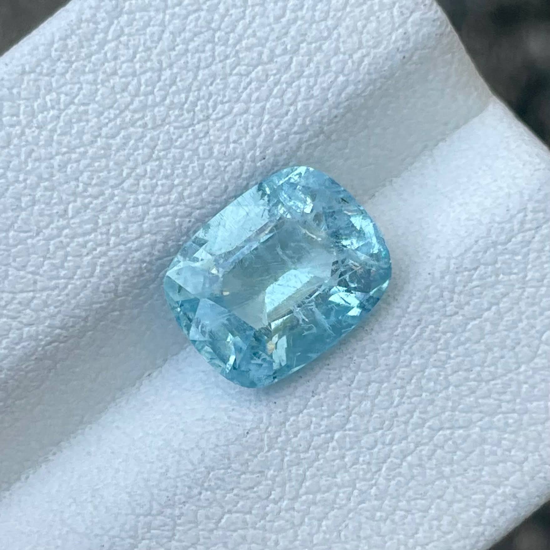 3.03ct Deep Blue Nigerian Aquamarine Cushion Cut