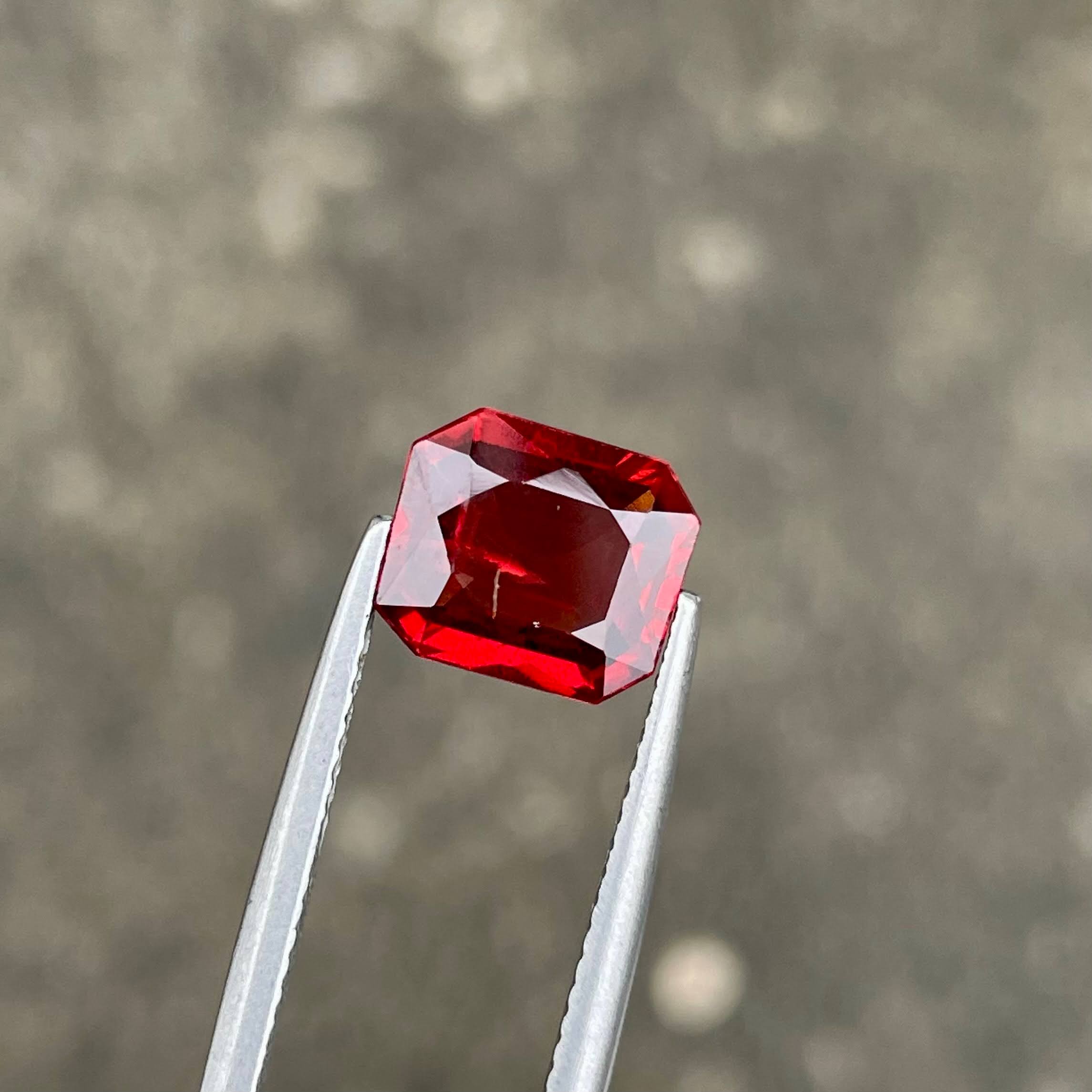 2.63 carats Red Garnet Stone Octagon Cut Natural Tanzanian Gemstone