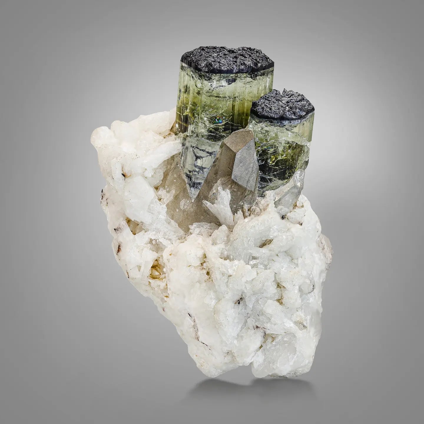 New Find of Blue Cap Tourmaline on Cleavelandite with Smoky Quartz from Badakhshan Province, Afghanistan
