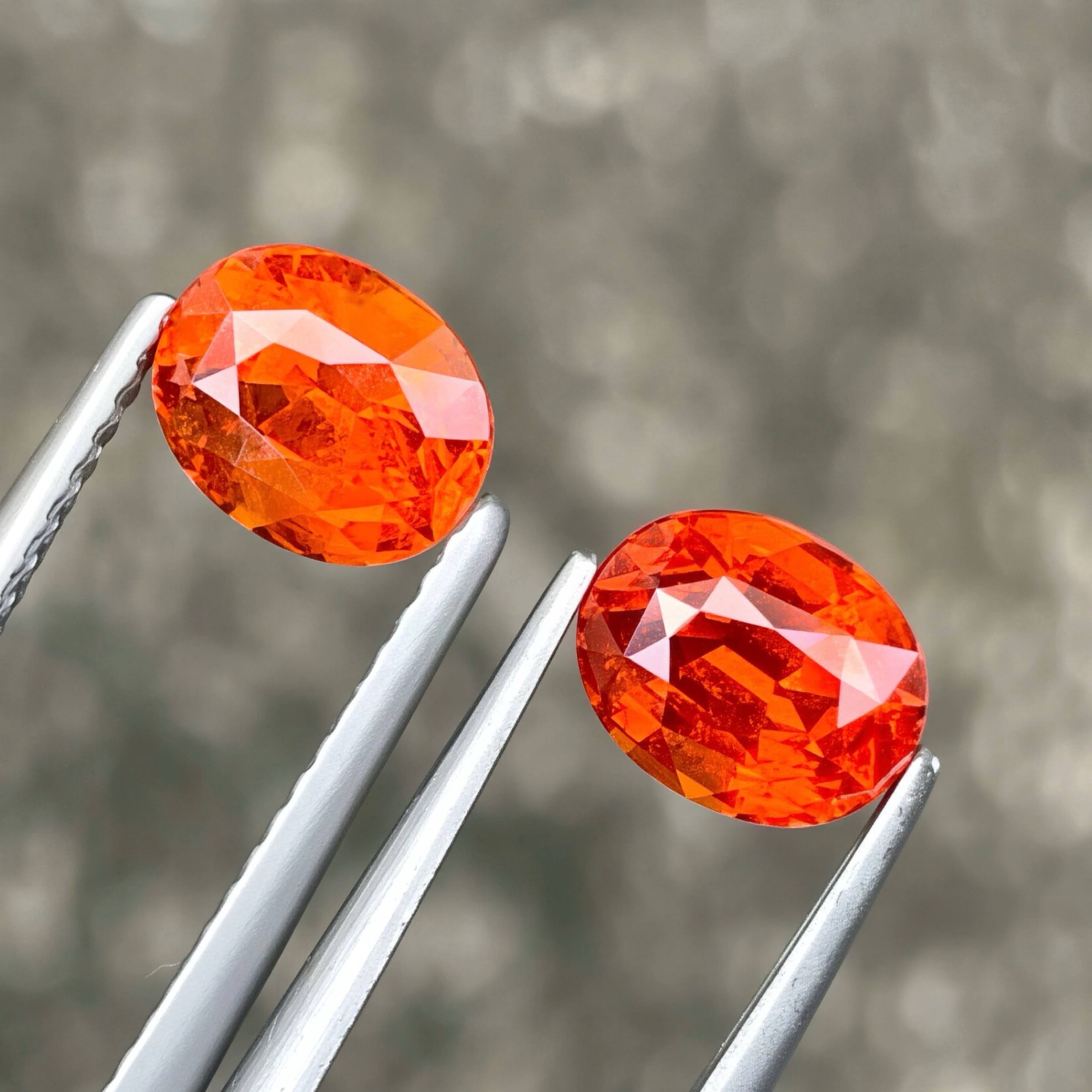 3.17 Ct Fanta Spessartite Garnet Pair Oval