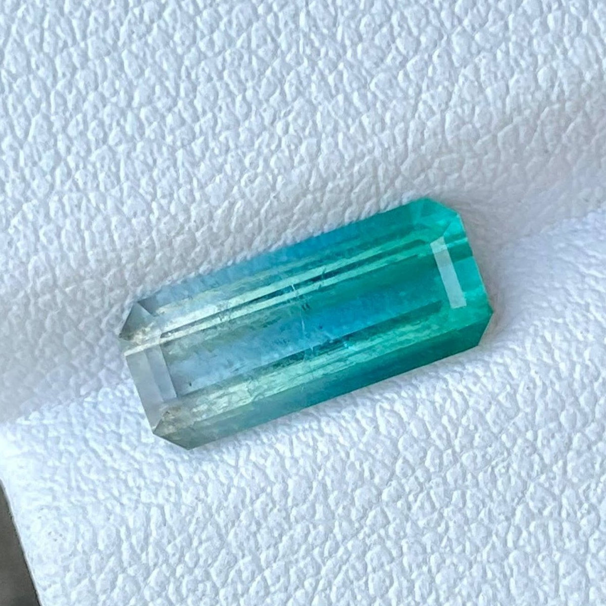 2.37 carats Tricolor Tourmaline Stone Emerald Cut Afghan Gemstone