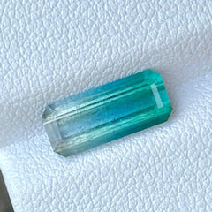 2.37 carats Tricolor Tourmaline Stone Emerald Cut Afghan Gemstone