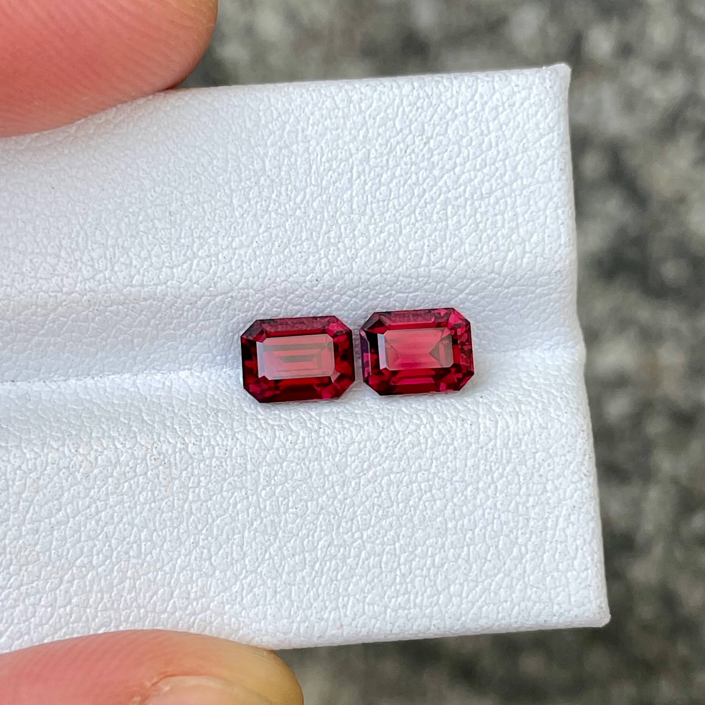 2.68 Carat Vivid Red Garnet Pair Gems