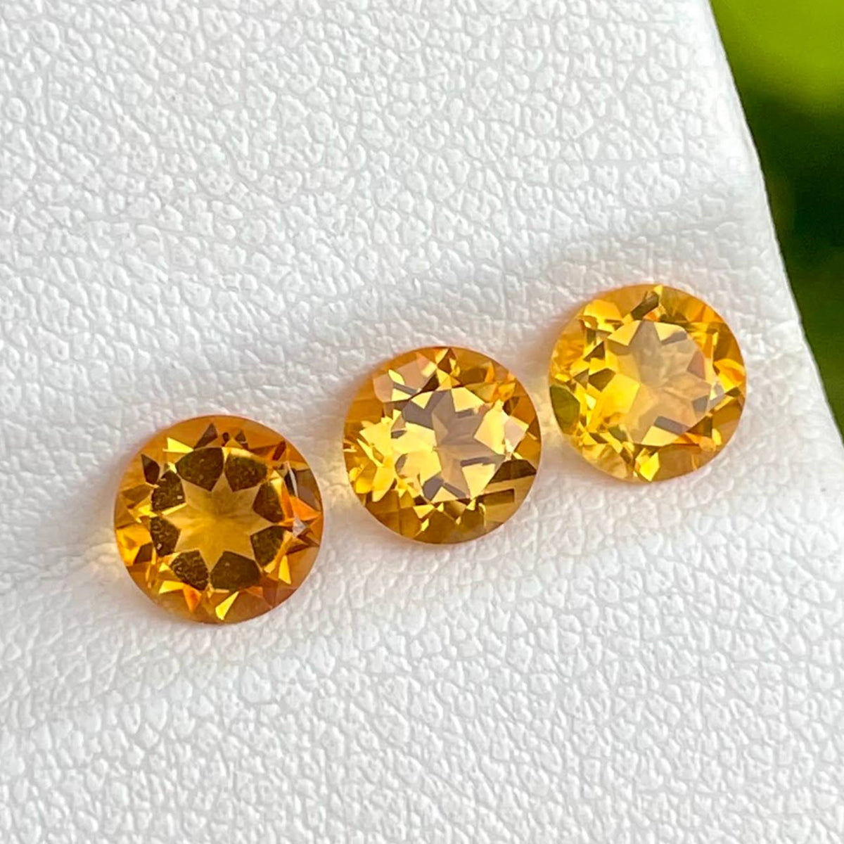 3.00 Carats Citrine Stone Pair 3 Piece Round Cut Natural Brazilian Gemstone