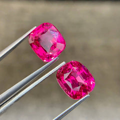 9.8 carats Pink Mahenge Spinel Pair Cushion Cut Natural Tanzanian Gemstone