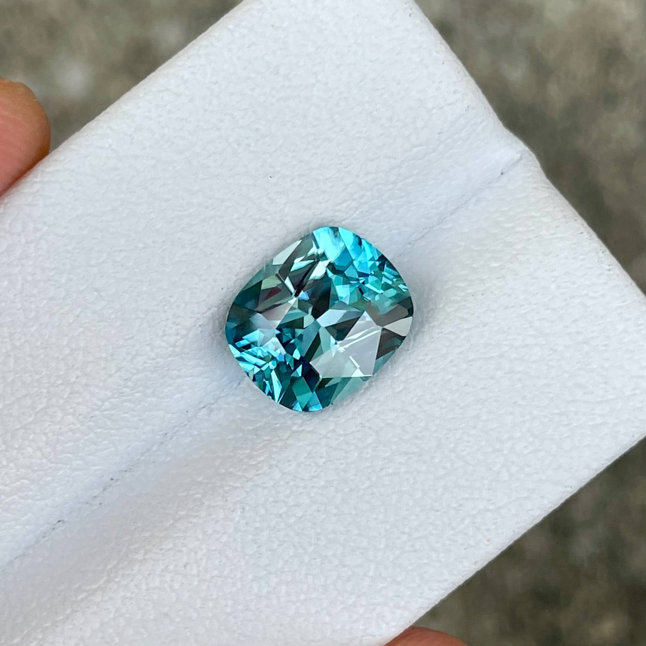 4.65 Carats Blue Cushion Zircon Stone