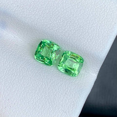 2.10ct Mint Tsavorite Pair Cushion Cut