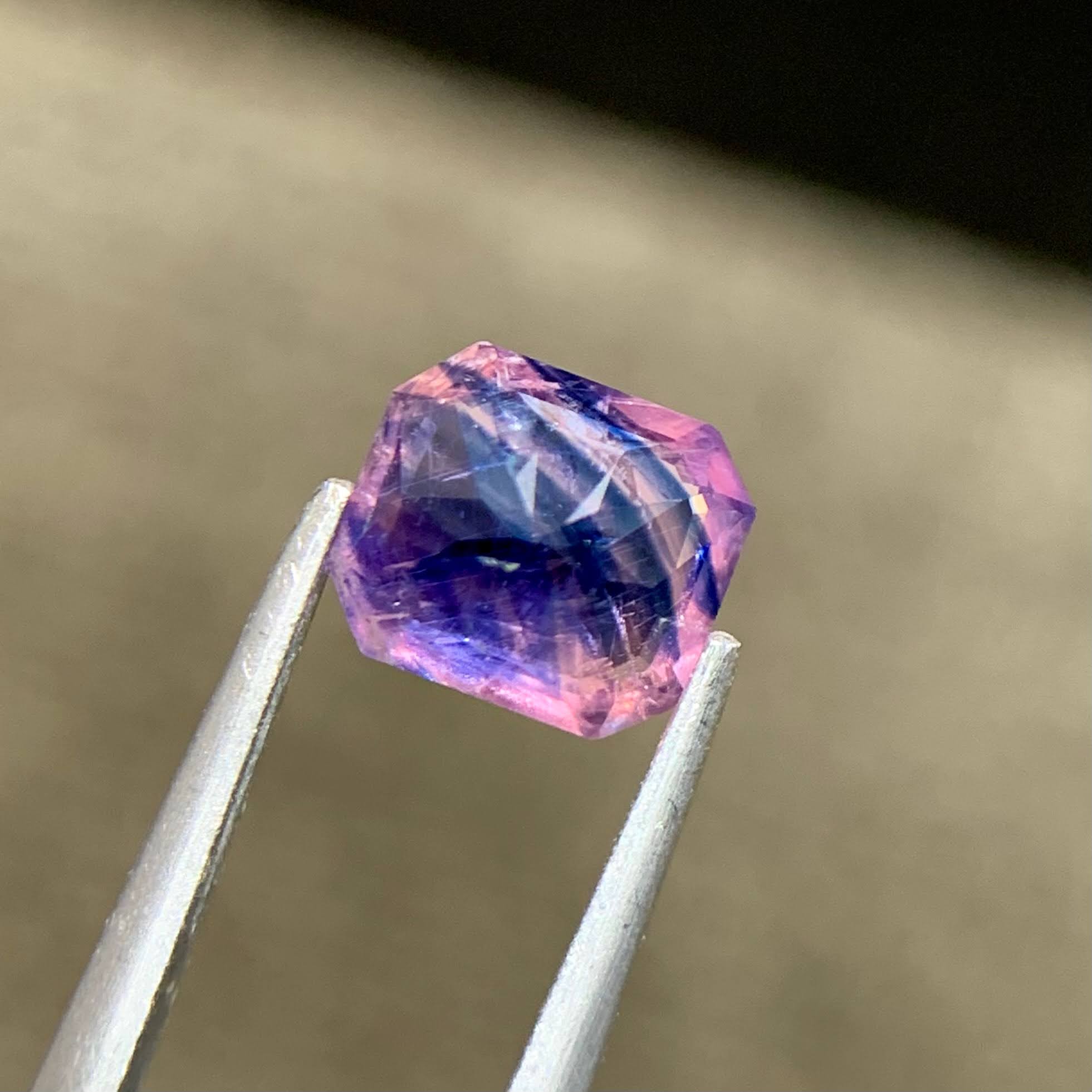 1.29ct Pink Blue Sapphire Emerald Cut