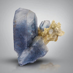 Blue Celestite on Yellow Calcite