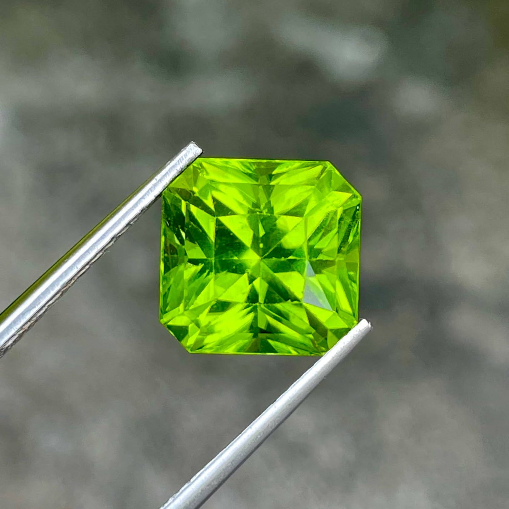 7.44 Carats Peridot Stone Custom Cut