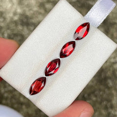 3.98 Carat Red Marquise Cut Garnets