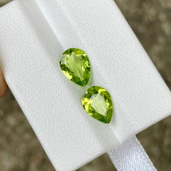 3.50 Carats Green Pear Peridot Pair