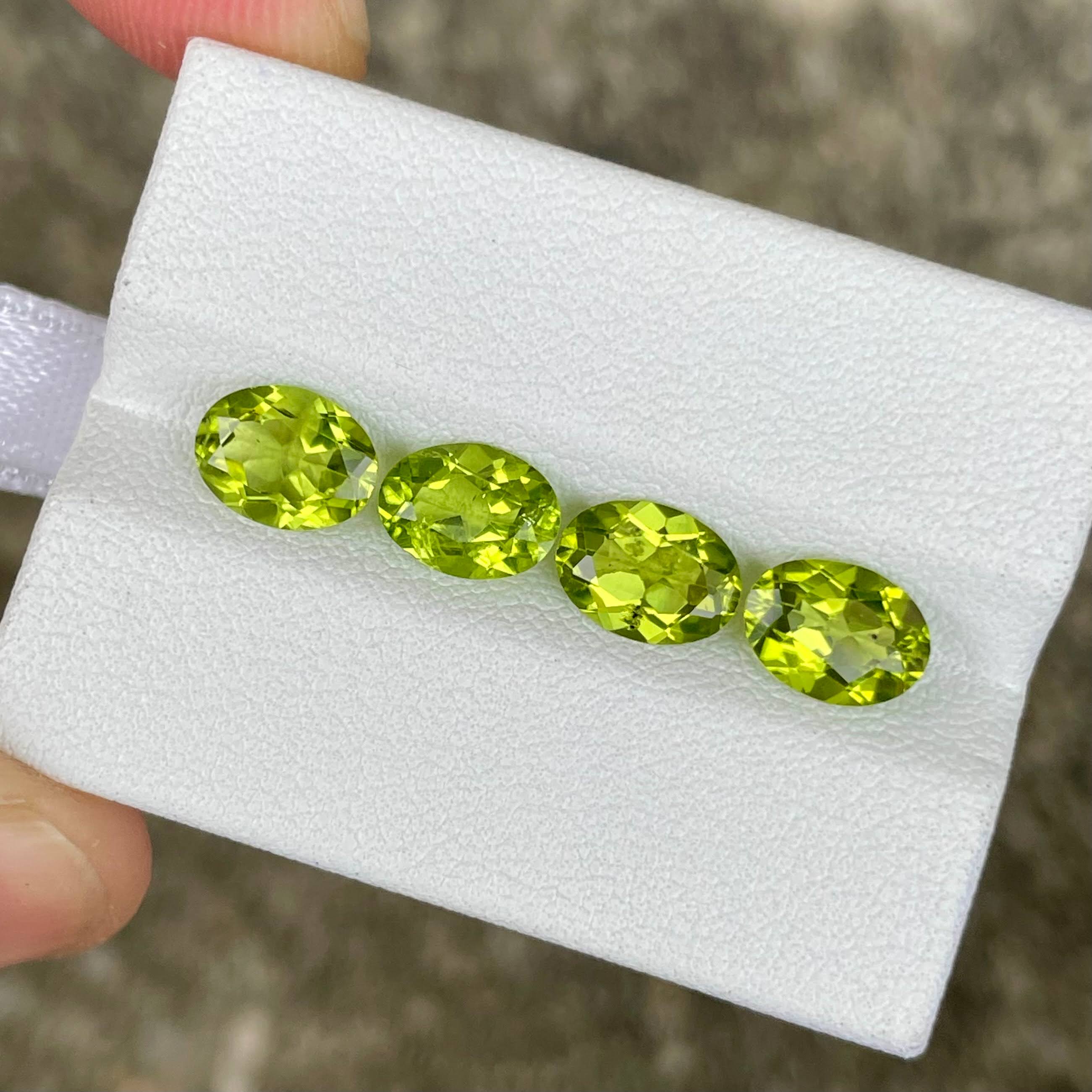 5 Carats Peridot Oval Set 4 Piece