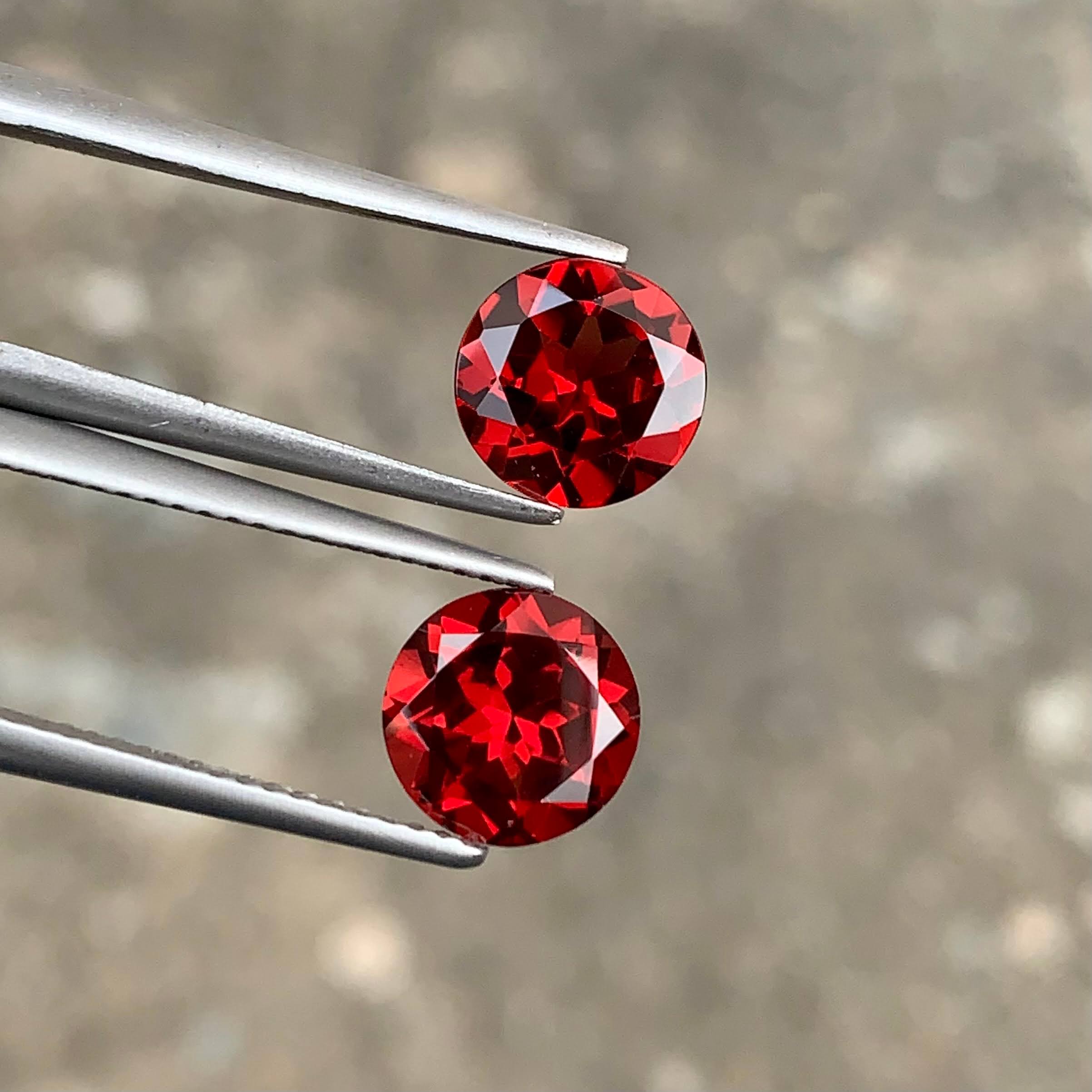 5.10ct Round Cut Garnet Pair