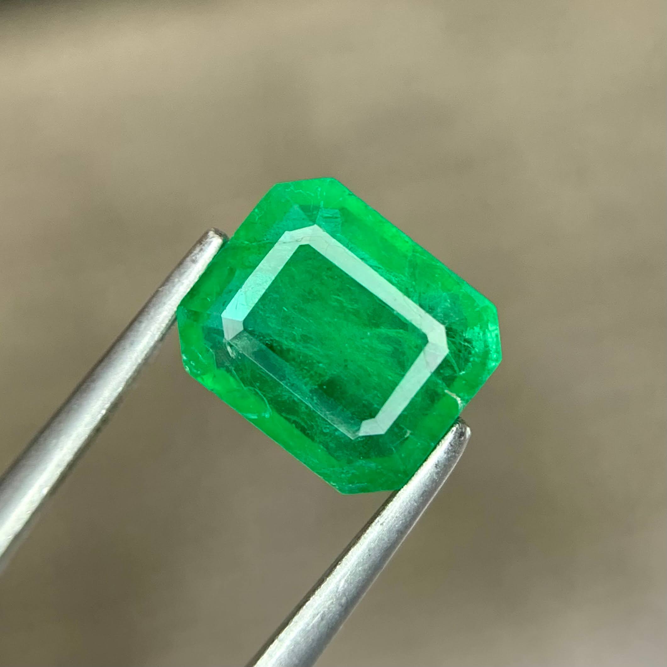 1.34ct Rich Green Zambian Emerald Cut Emerald