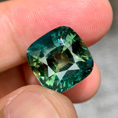 18.77ct Teal Sapphire Cushion Cut Heated
