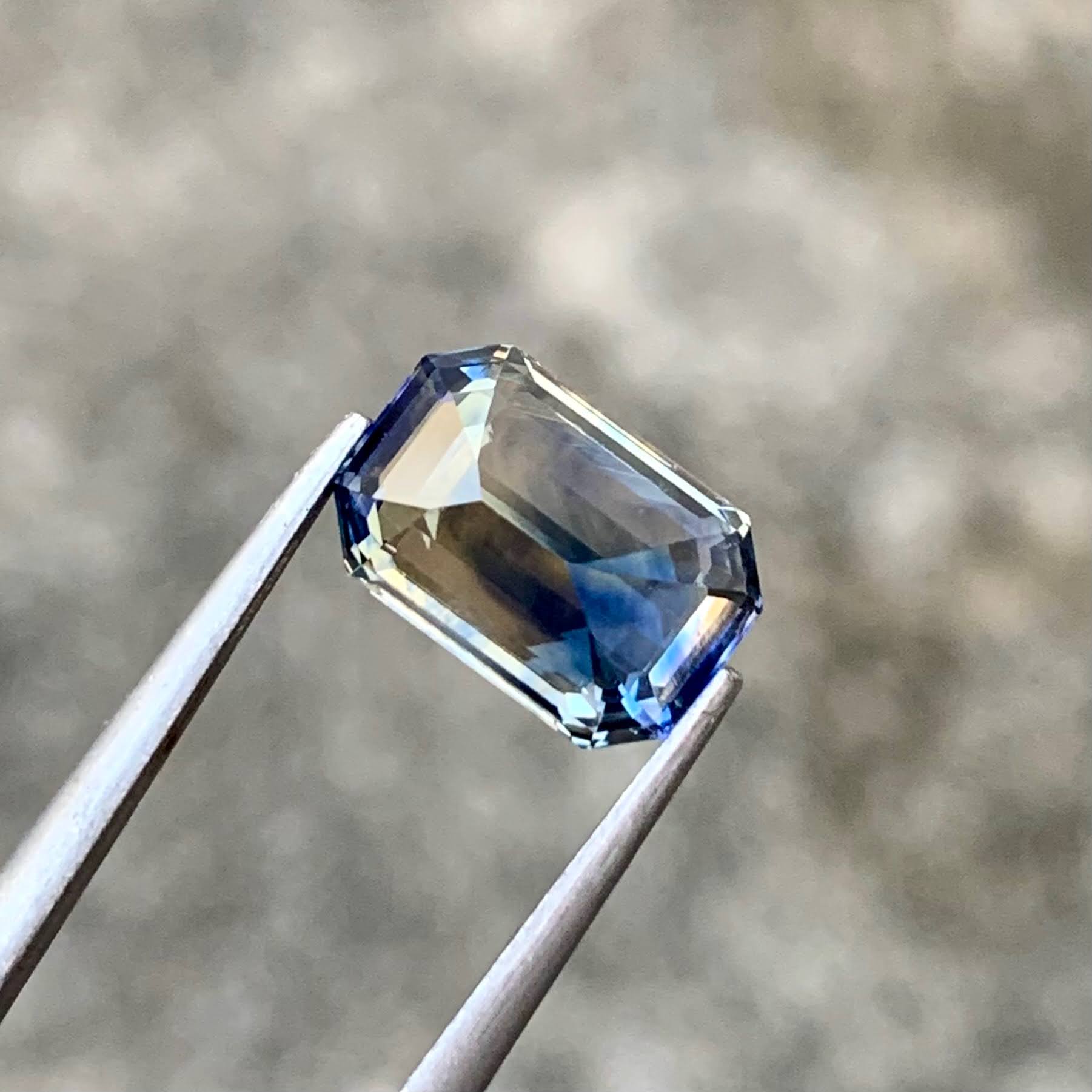 3.13 Ct Bicolor Parti Sapphire Emerald Cut