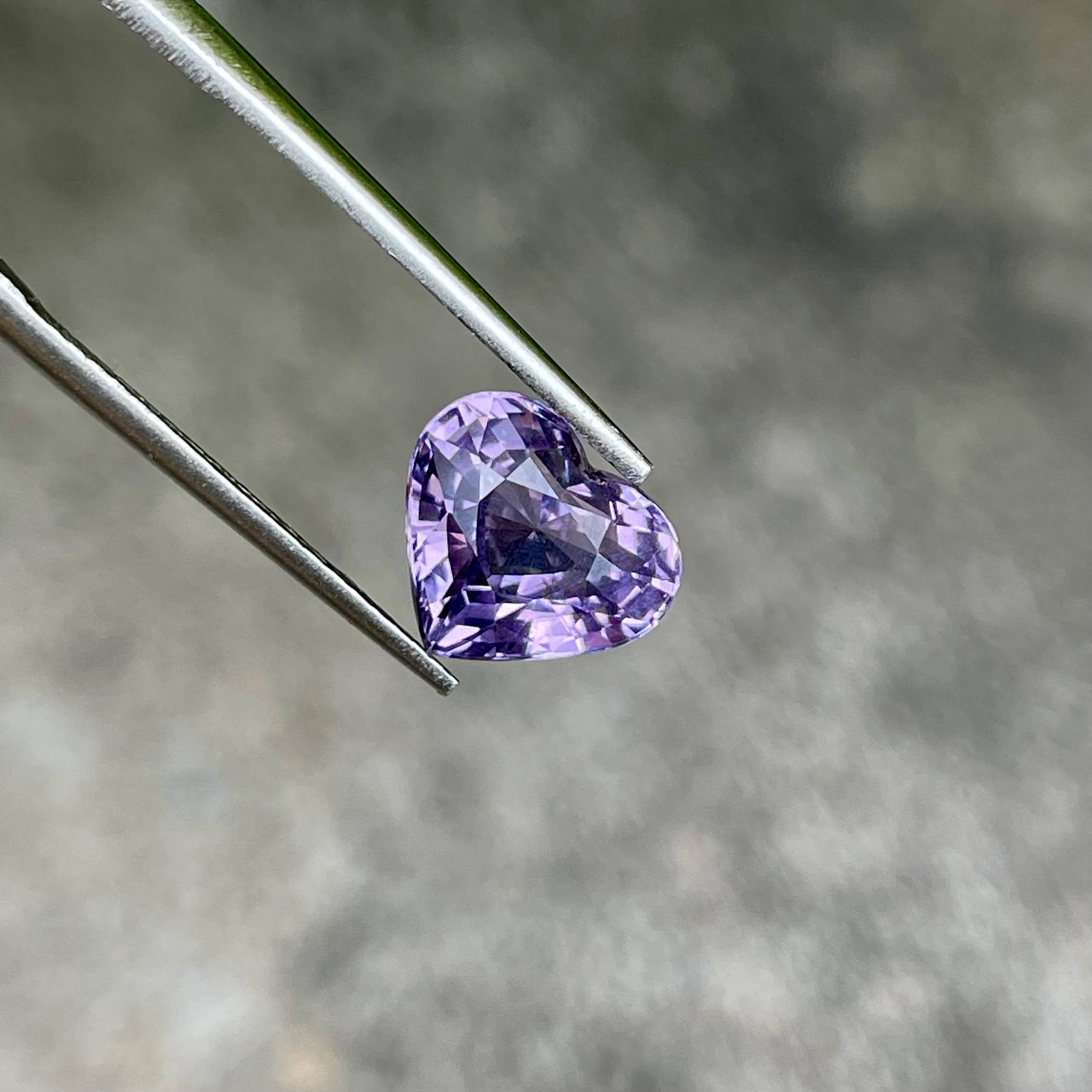 3.12 Carats Purple Spinel Stone Heart