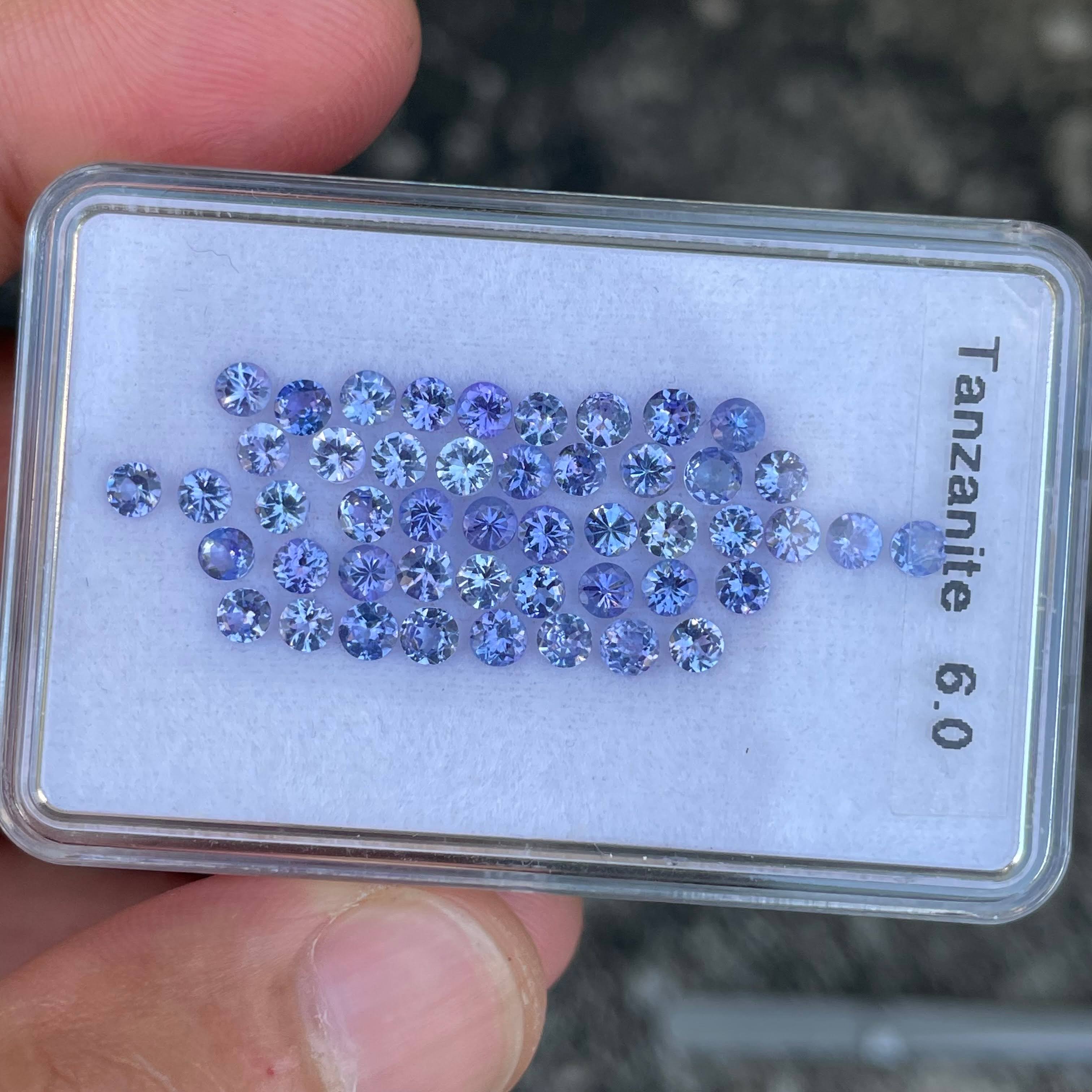 6 Carats Tanzanite Lot 48 Piece Round